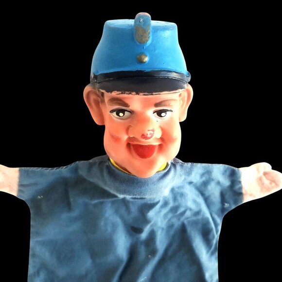 Vintage 1960s Policeman Hand Puppet Rubber Head Cloth Body - Picture 3 of 8